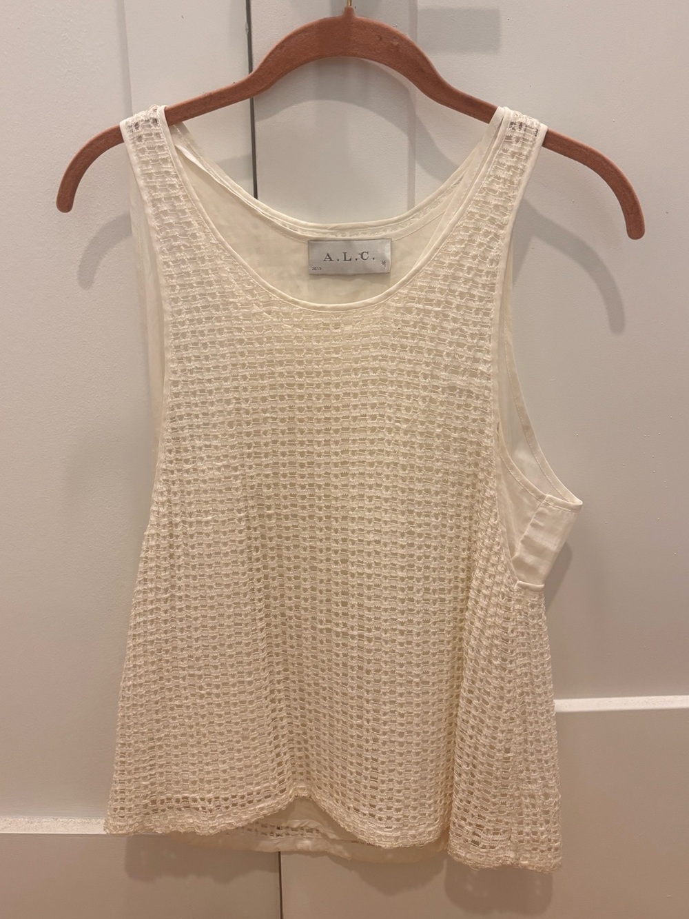 A.L.C. Cream Crochet Knit Tank